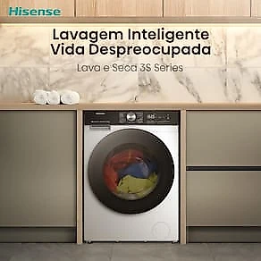 Lava e Seca Hisense 12kg/8kg WD3S12 Connect Wi-Fi Inverter Branca 110V