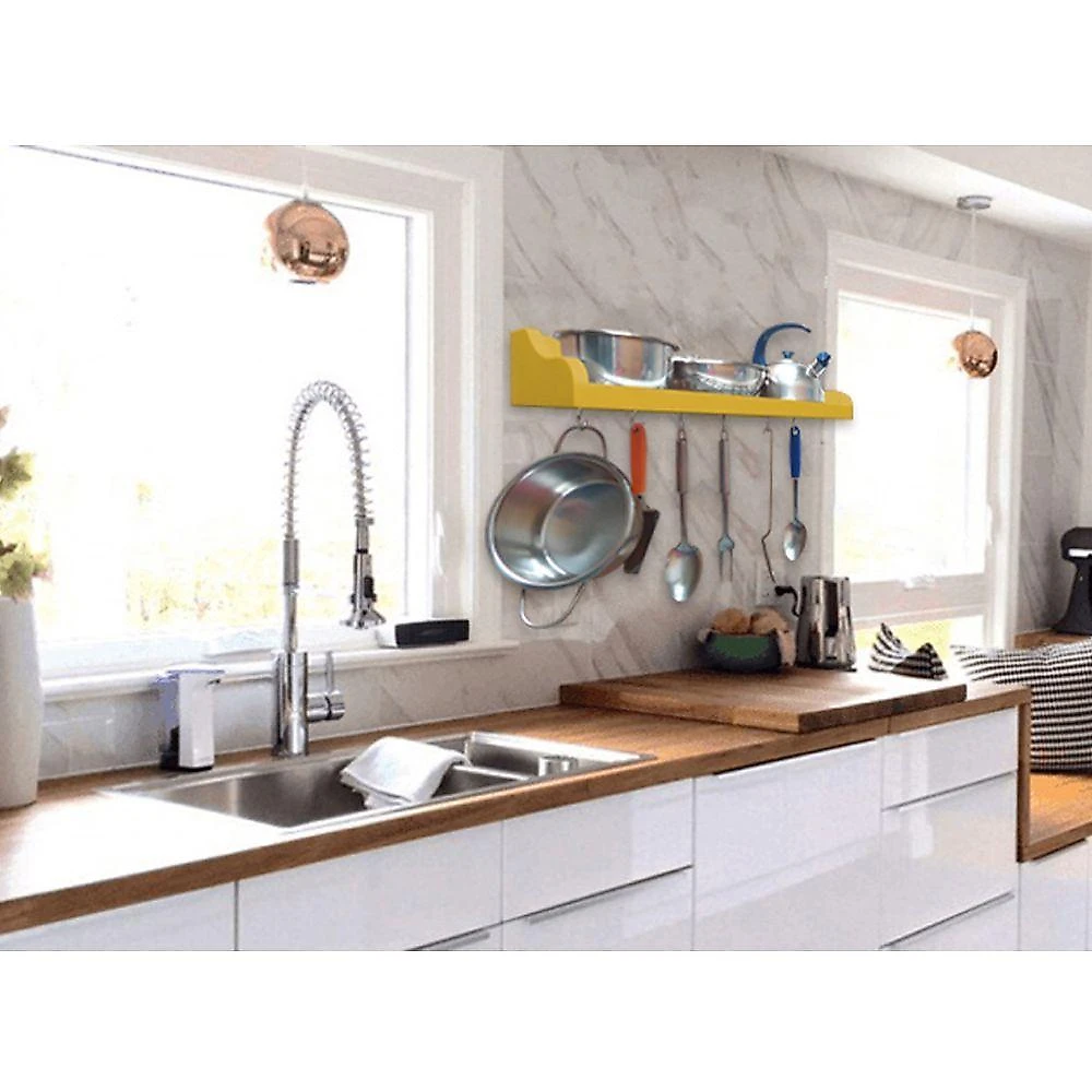 Prateleira Suporte Porta Panelas E Utensílios De Cozinha Amarelo Laca