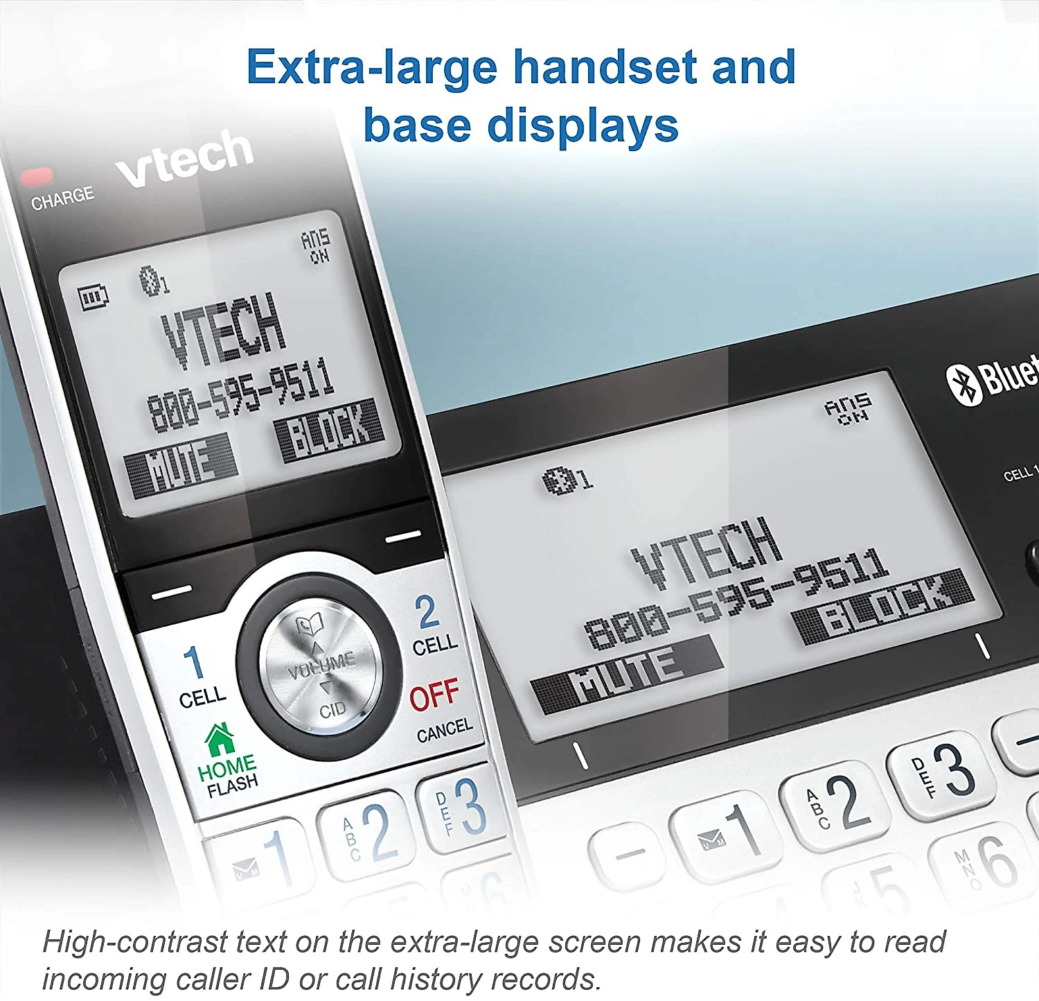 VTech Telefone sem Fio, c/ Bluetooth e secretária eletrônica, 3 unidades, prata.