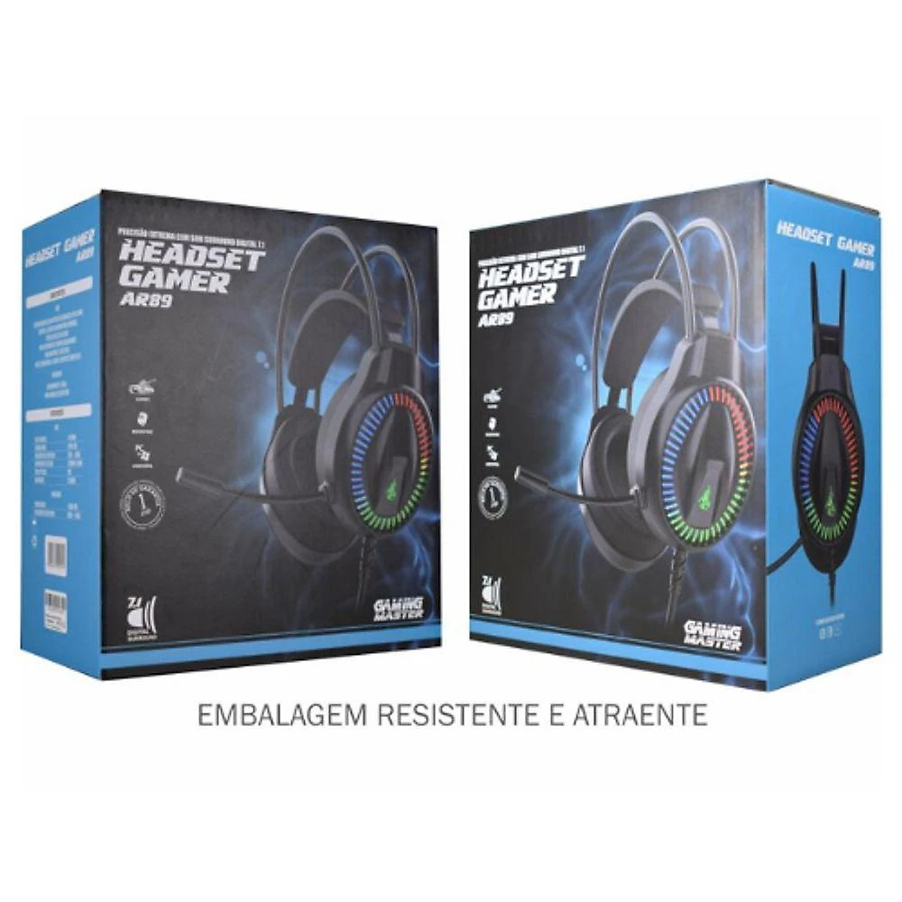 Headset Kmex Gamer Rgb 7.1 Ar89 Preto