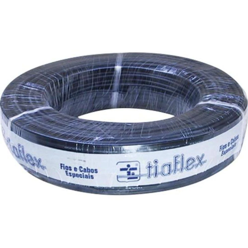 Cabo de Áudio para Guitarra Af(E) 1X0,20MM com Blindagem em Cobre NU Preto Tiaflex