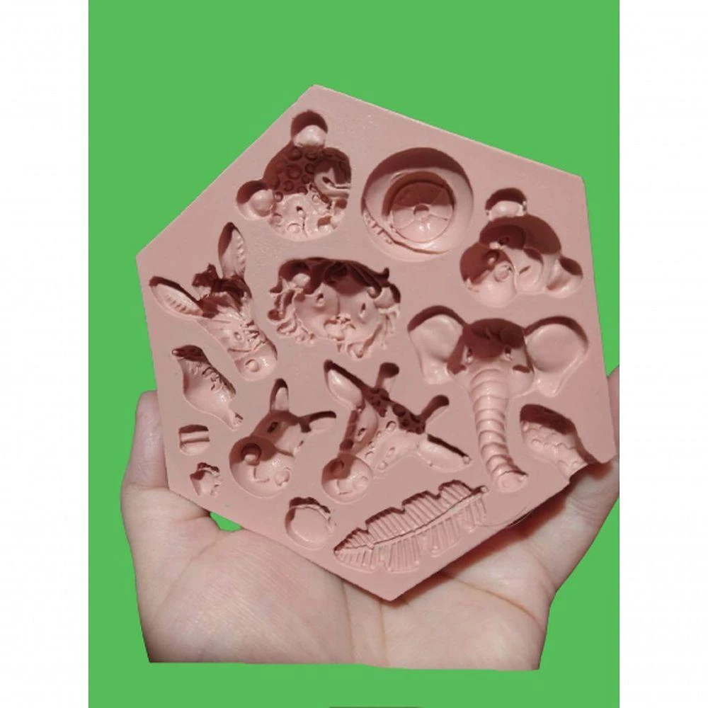 Molde de Silicone Animais Safari Arca de Noé 100% Silicone 11 X 13 cm HB Formas e Cortadores