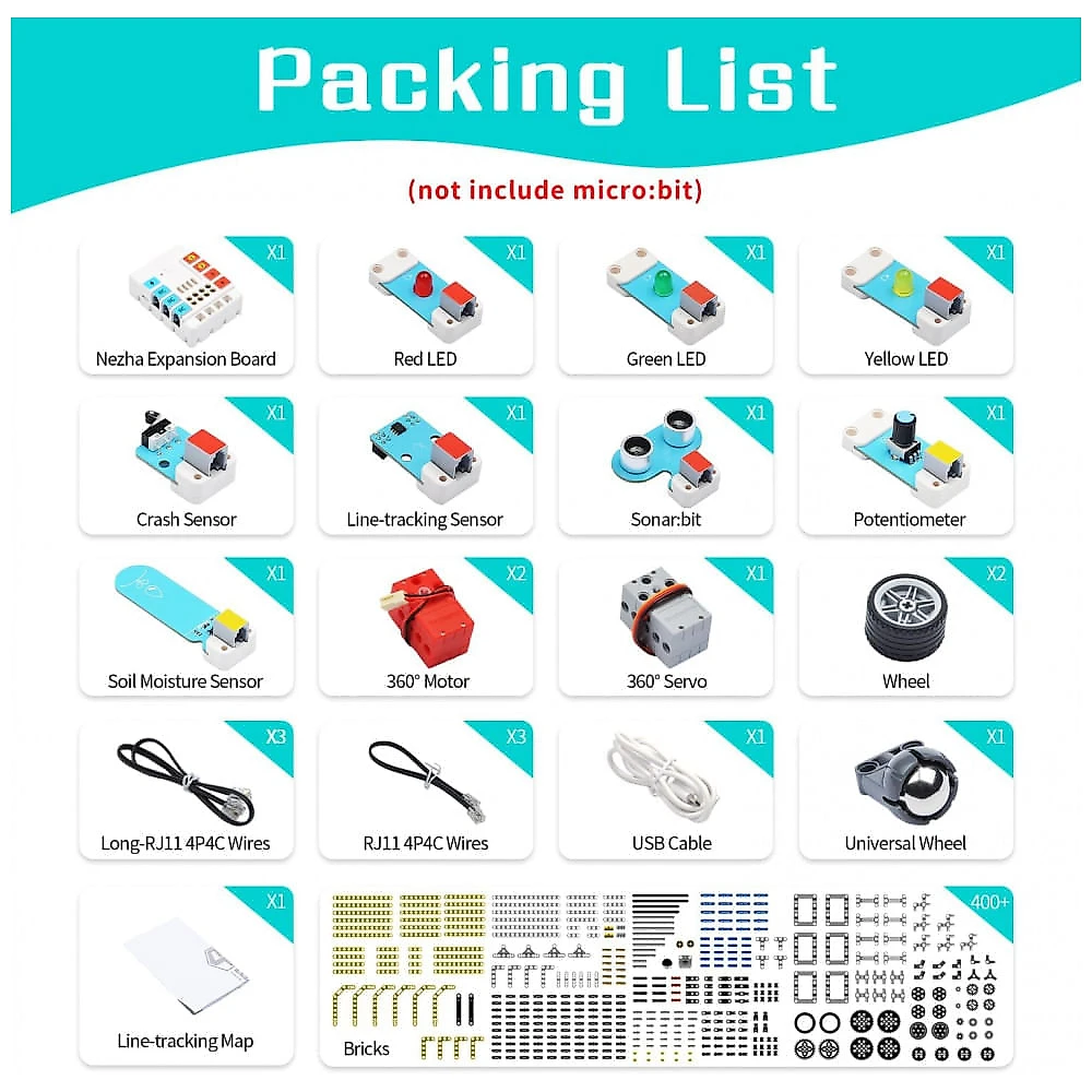 Kit de Construção de Aprendizagem com mais de 400 Peças para 40 Projetos com Bateria, ELECFREAKS, Azul