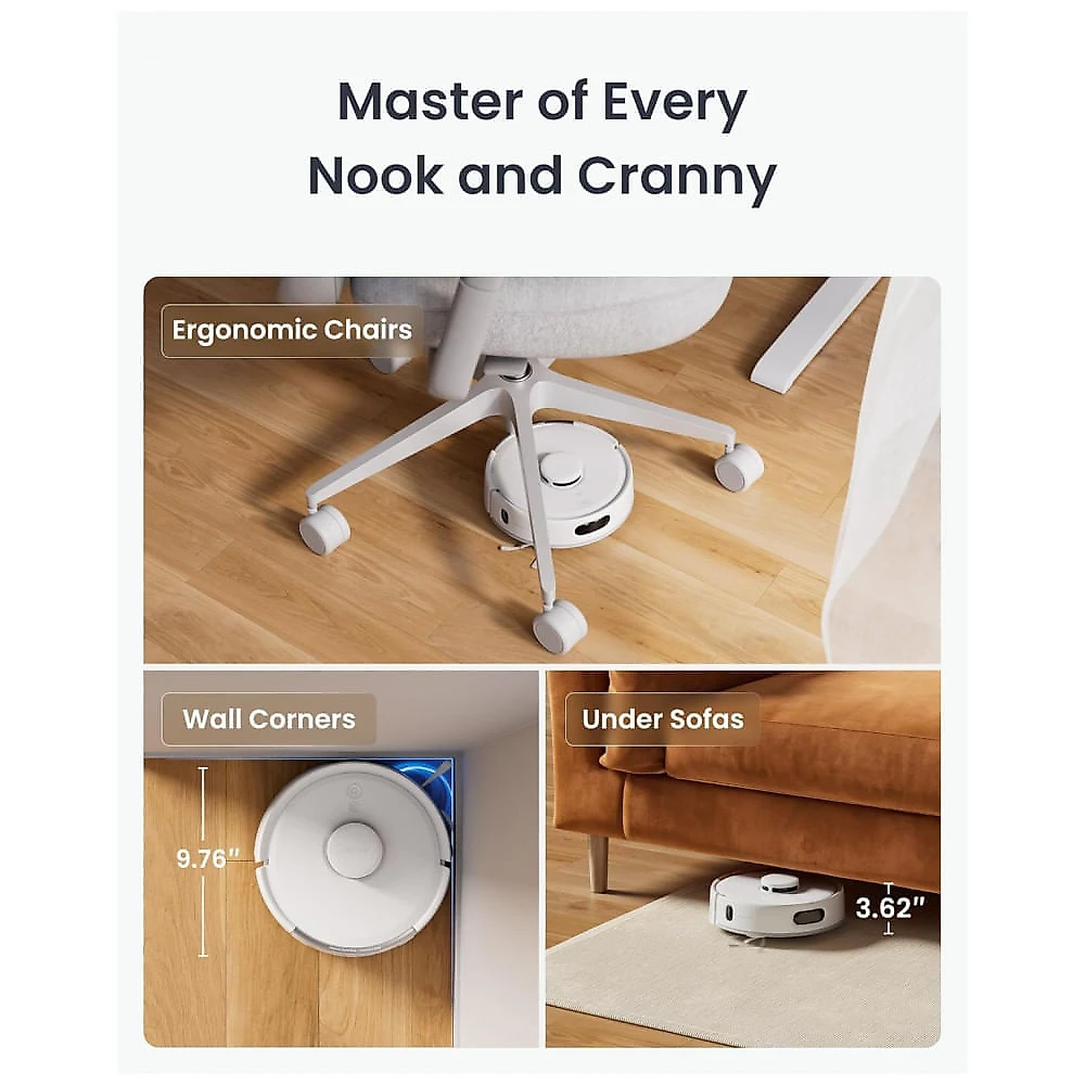 Miniatura Robô Aspirador SwitchBot K11+ com Esvazio Automático 6000Pa Navegação Laser Ultra Fino 9,1cm Branco