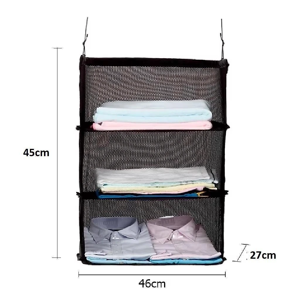 Organizador de Mala Suspenso Yeet 3 Andares em Poliéster 45X46X27CM para Viagem
