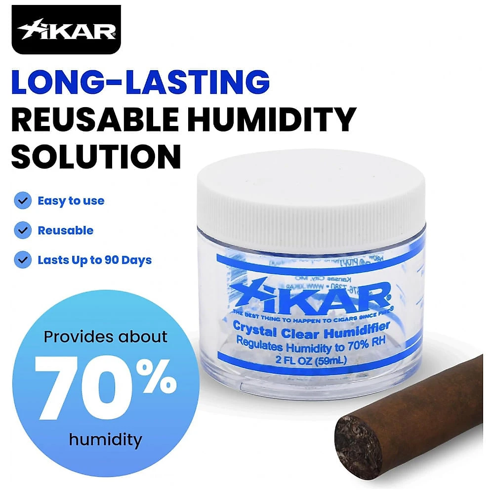 Umidificador de Cristal Gel Xikar para Charuteiras 59 ml Regula 70% de Umidade Relativa até 90 Dias
