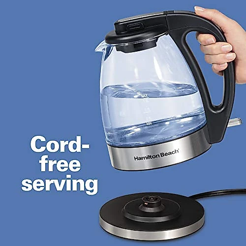 Chaleira Elétrica Hamilton Beach 40930, 1L, Aço Inoxidável/Vidro, Prata/Transparente 110V