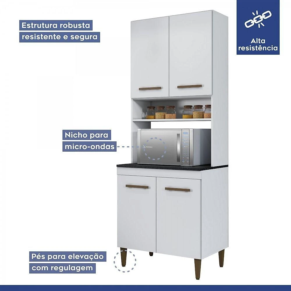 Cozinha Completa 10 Portas 3 Gavetas Atenas Kaiki Moveis Branco