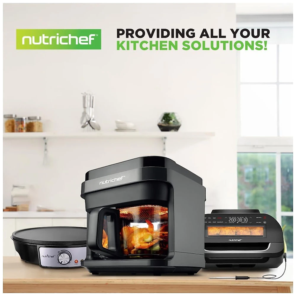 Air Fryer 5,4L com 8 Funções Predefinidas, Tigela Transparente, Controle Preciso de Temperatura e Tempo, 110V 1200W, NutriChef NCAF539TB, Cinza 110v