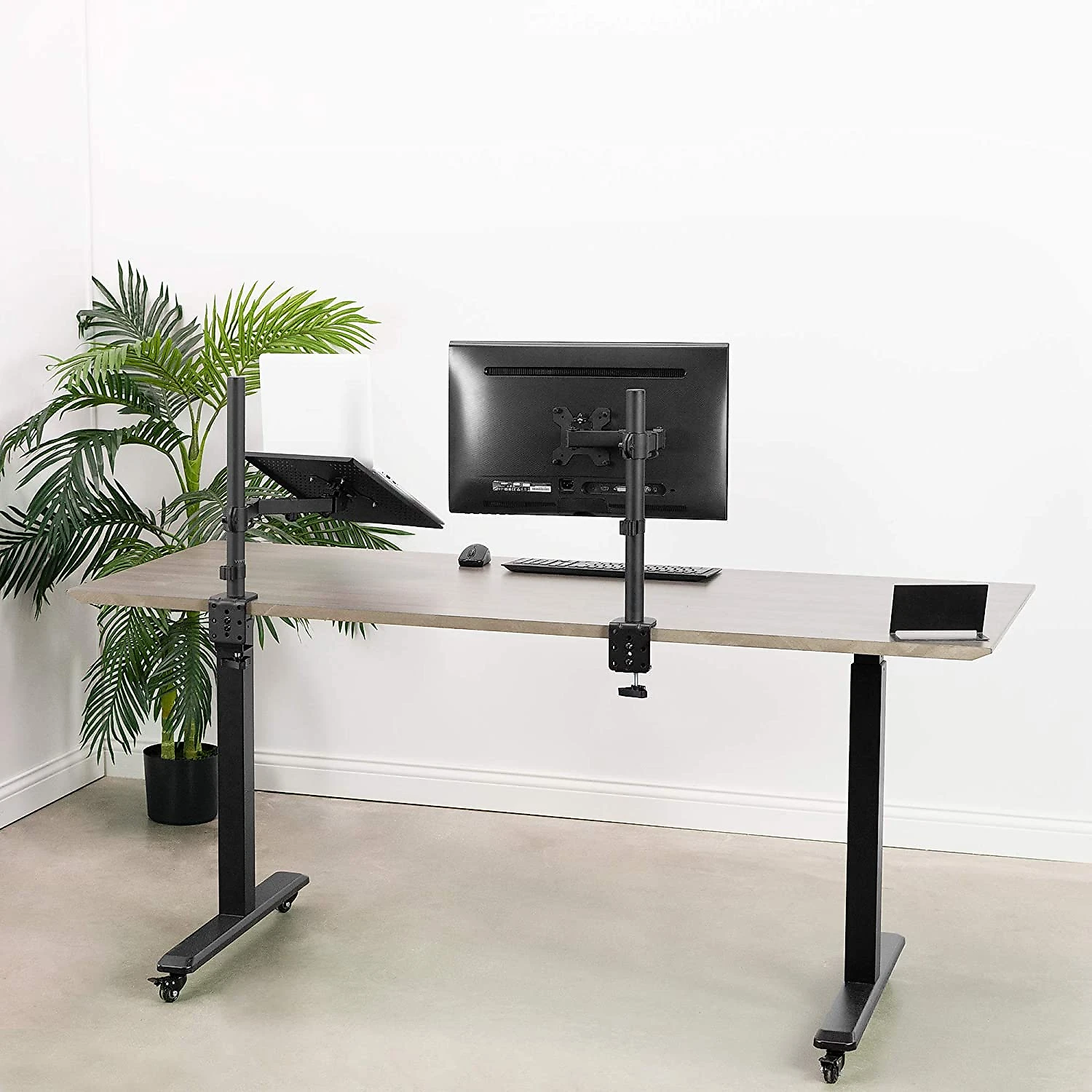 Suporte para suporte de mesa para notebook único VIVO extensão totalmente ajustável com braçadeira