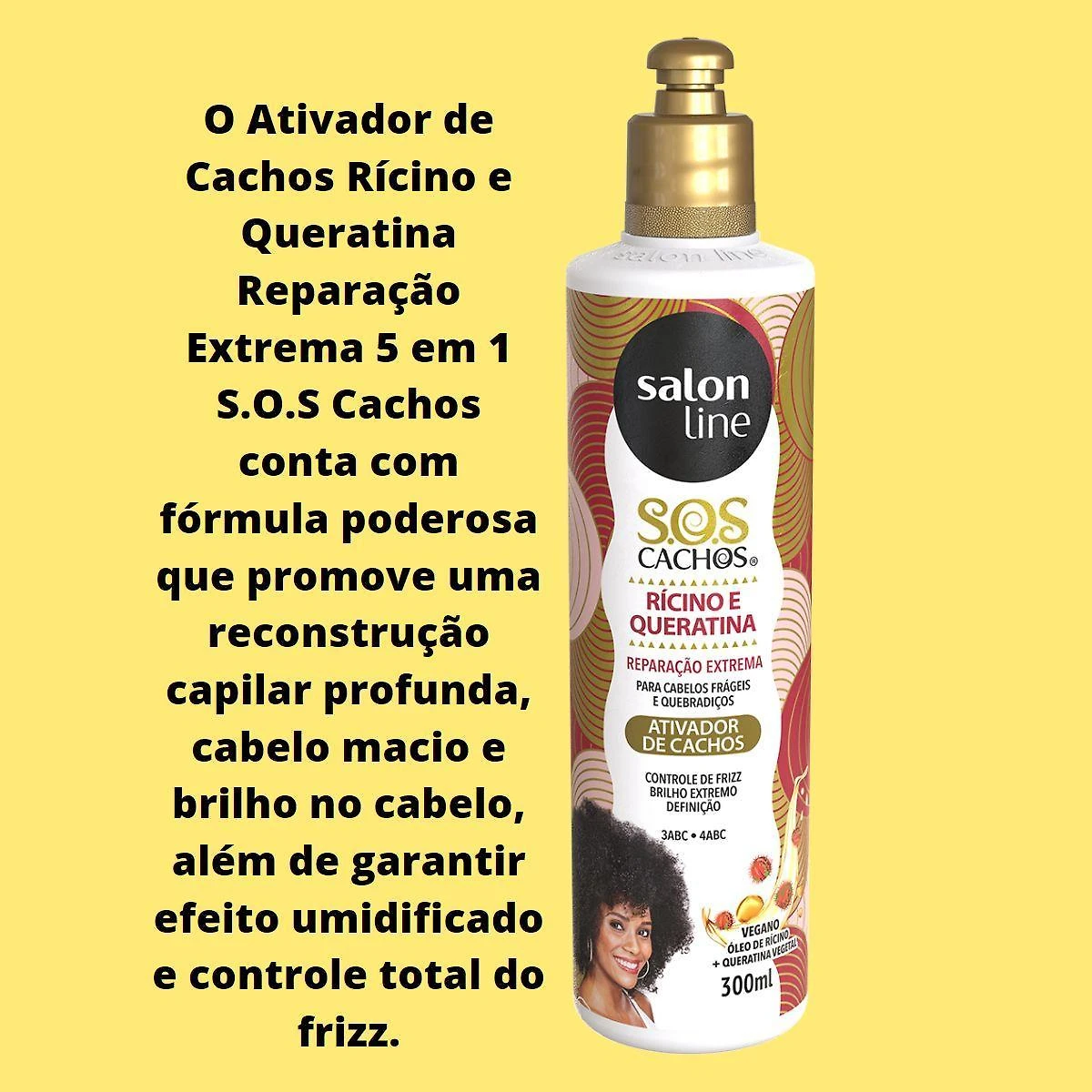 Kit Salon Line Rícino Queratina Sos Cachos Com Óleo De Coco