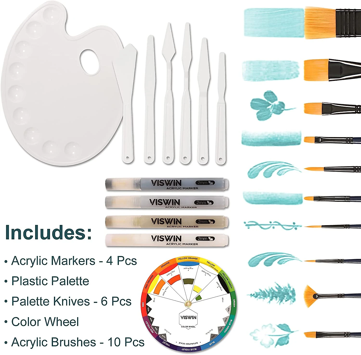 VISWIN Kit de Pintura Conjunto Artístico com 78 Peças Inclui 4 8 Tintas