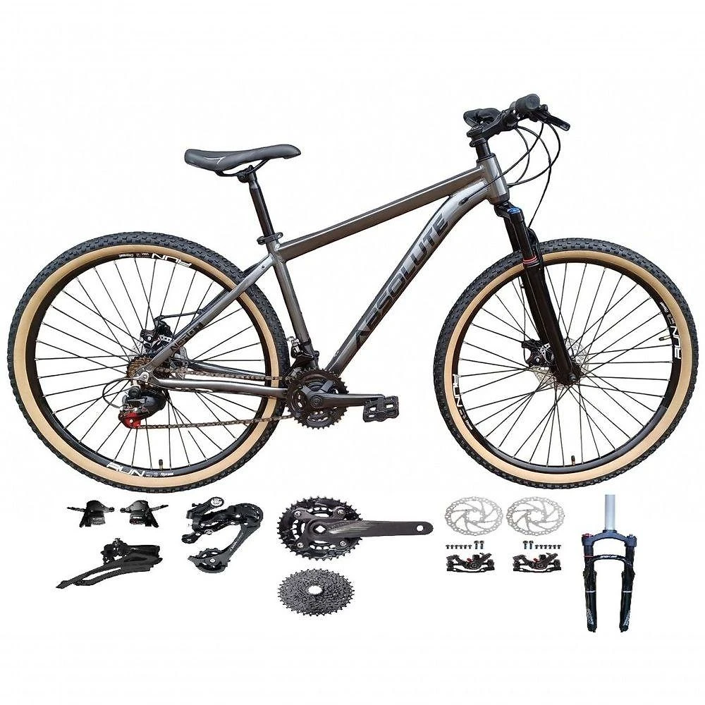 Bicicleta Aro 29 Absolute Nero 5 Kit 2x9 Gta Sunrun K7 Freio A Disco Garfo Com Trava Mountain Bike - Grafite Tam.15