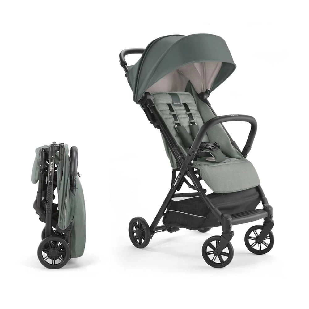 Carrinho de Bebê Compacto com Assento Acolchoado, Reclinação em Várias Posições e Apoio para as Pernas Ajustável, Inglesina Quid, Verde