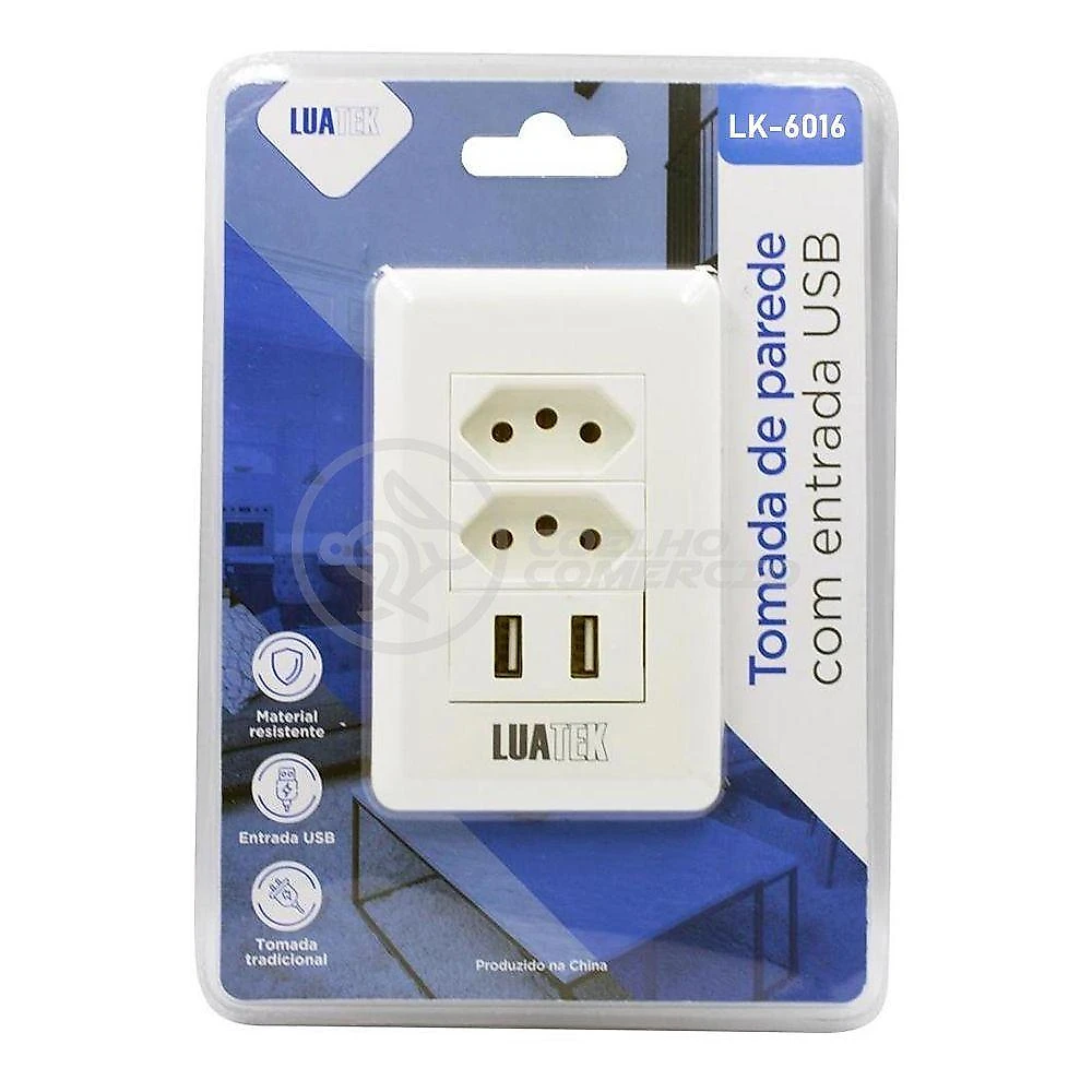 Tomada de Parede com USB Modelo Luxo Dupla 10A Bivolt Branco Smart Bracelet webcontinental-9009288747226