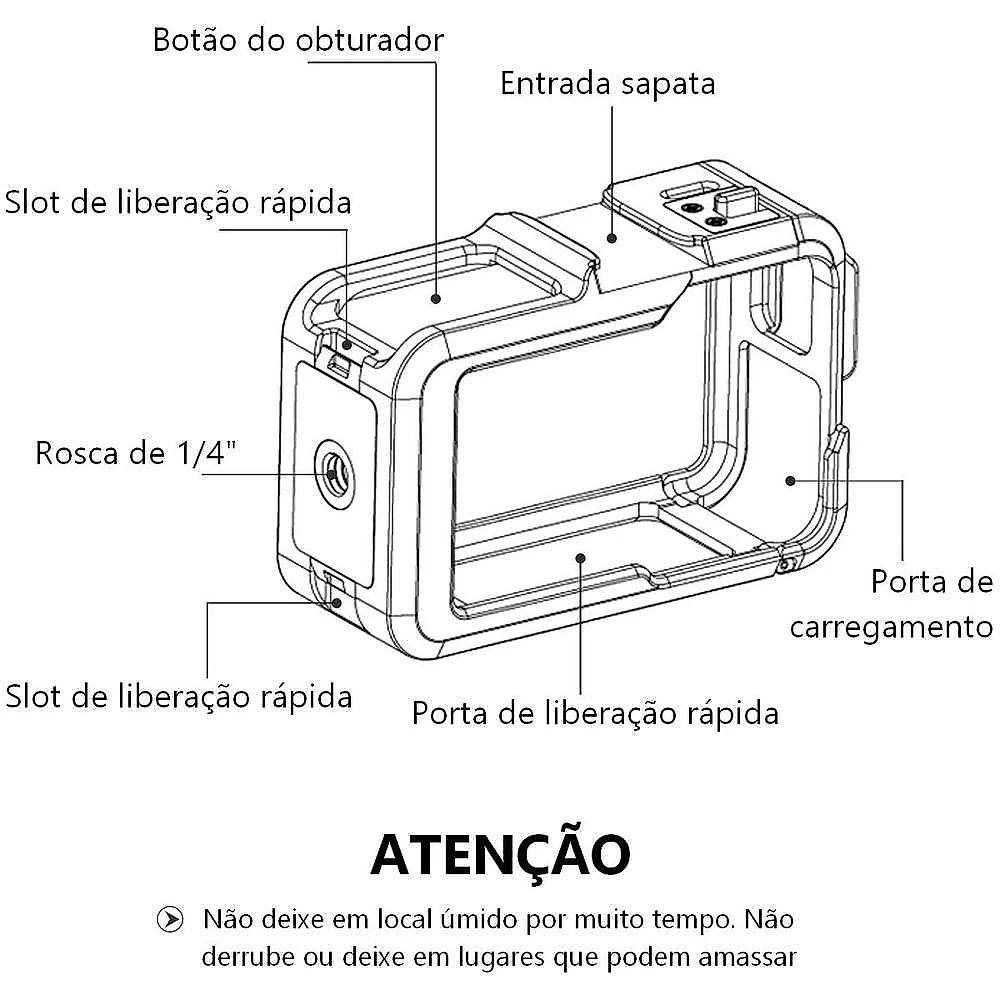 Frame Alumínio Horizontal Vertical De Dji Action 3 E 4 - Telesin