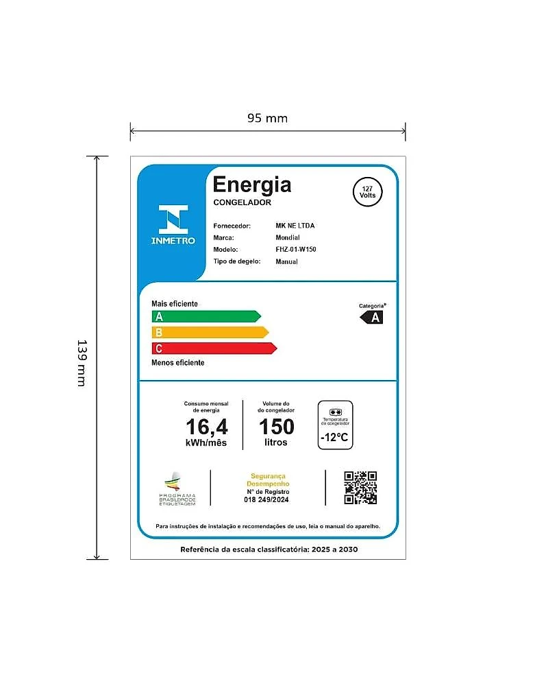 Freezer horizontal mondial fhz-01-w150 150 litros 2 em 1 função turbo controle de temperatura 110