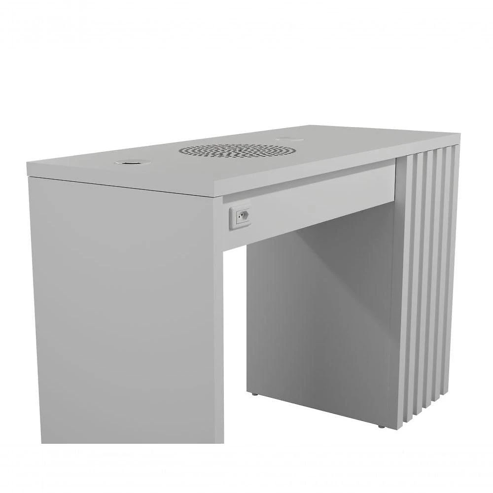 Mesa para Unhas Rubi Ripado com Aspirador 3 Gavetas Branca 110V Venturi