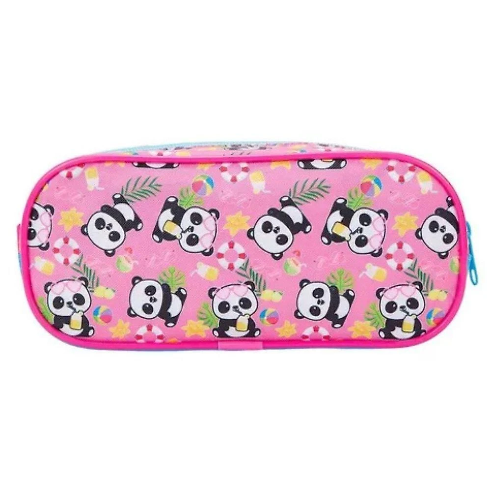 Mochila Rodinhas Panda Rosa Lancheira Estojo Infantil Escolar Xeryus