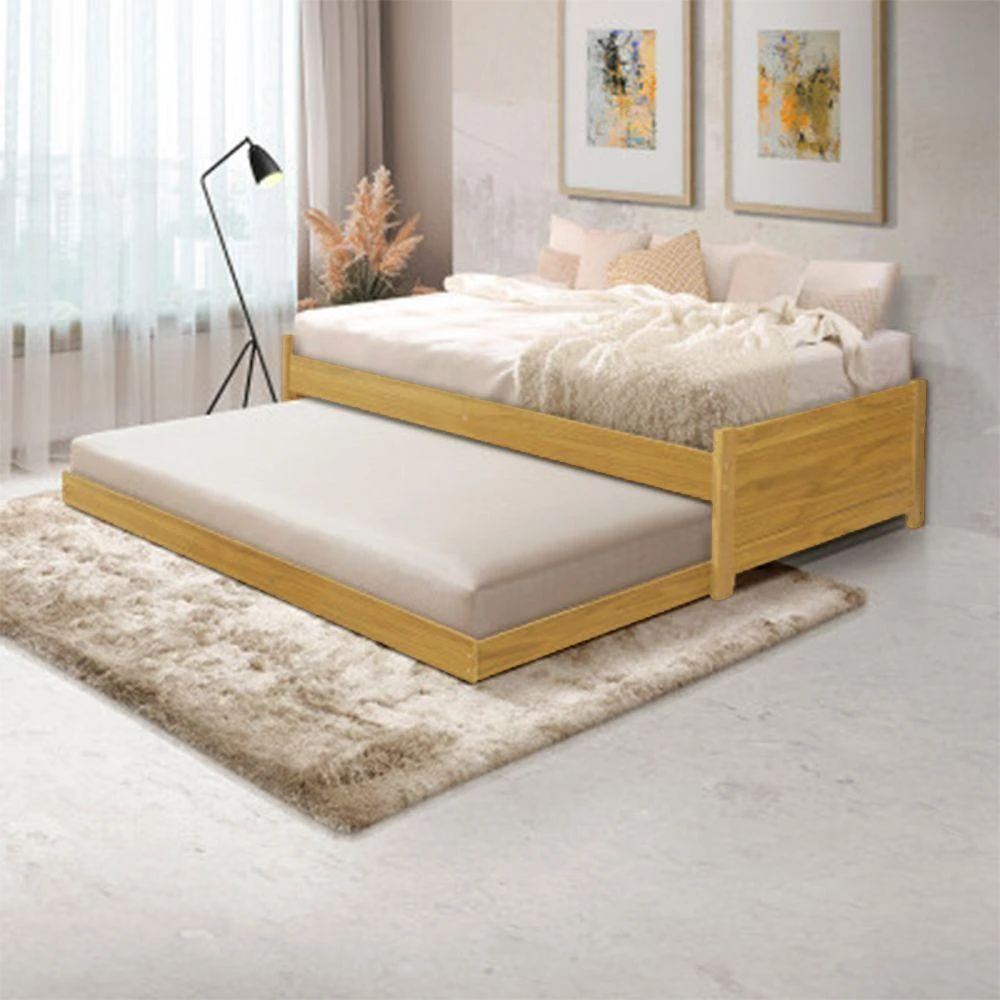 Cama Solteiro Bibox Bicama Gabrieli Com 2 Colchões Inclusos - Imbuia