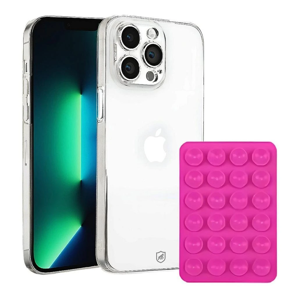 Capa para Celular + Suporte Ventosa Gshield Crystal Slim para Iphone 13 Pro Max Rosa 1 Unidade