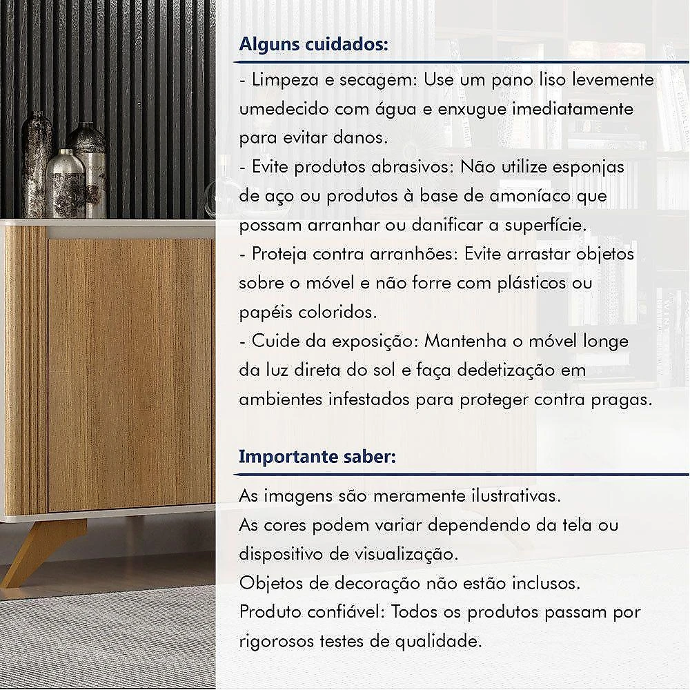 Buffet 3 Portas 2 Prateleira Pampulha Valdemoveis Off White/cinamomo