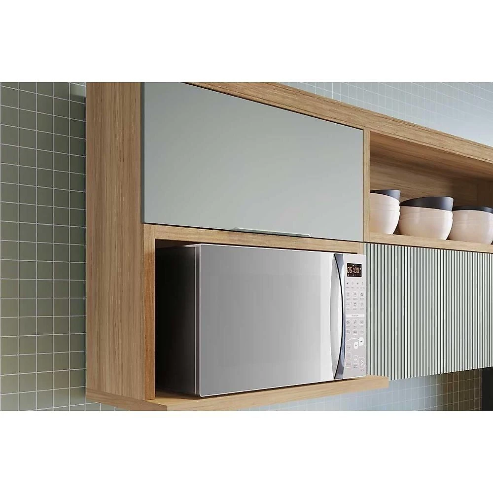 Cozinha Modulada Nesher Marquesa 10 Peças (2aéreos+2balcões+1paneleiro+5complementos) C6p69 Nature-verde-nesher