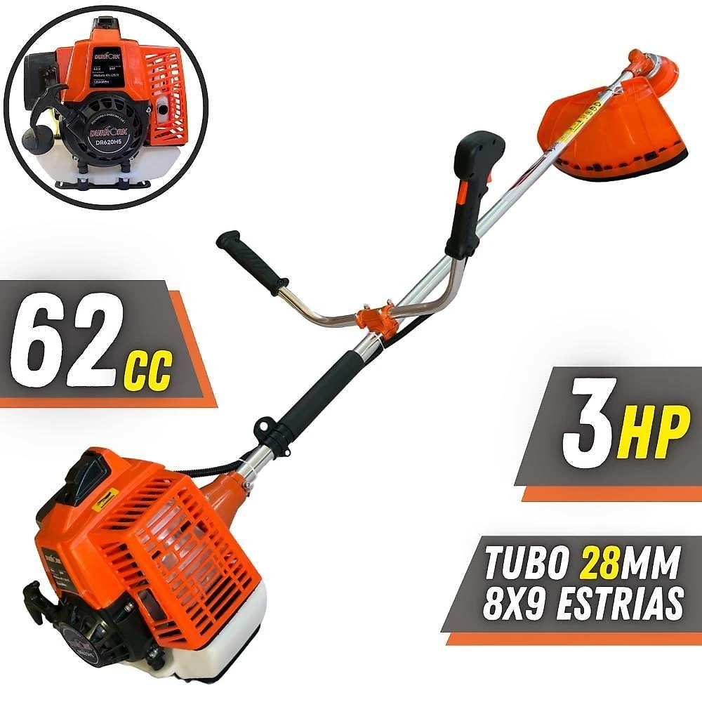 Roçadeira Lateral à Gasolina 5 em 1 DR620H5 Profissional Motor 2 Tempos 62cc 3HP Easy Start Tanque