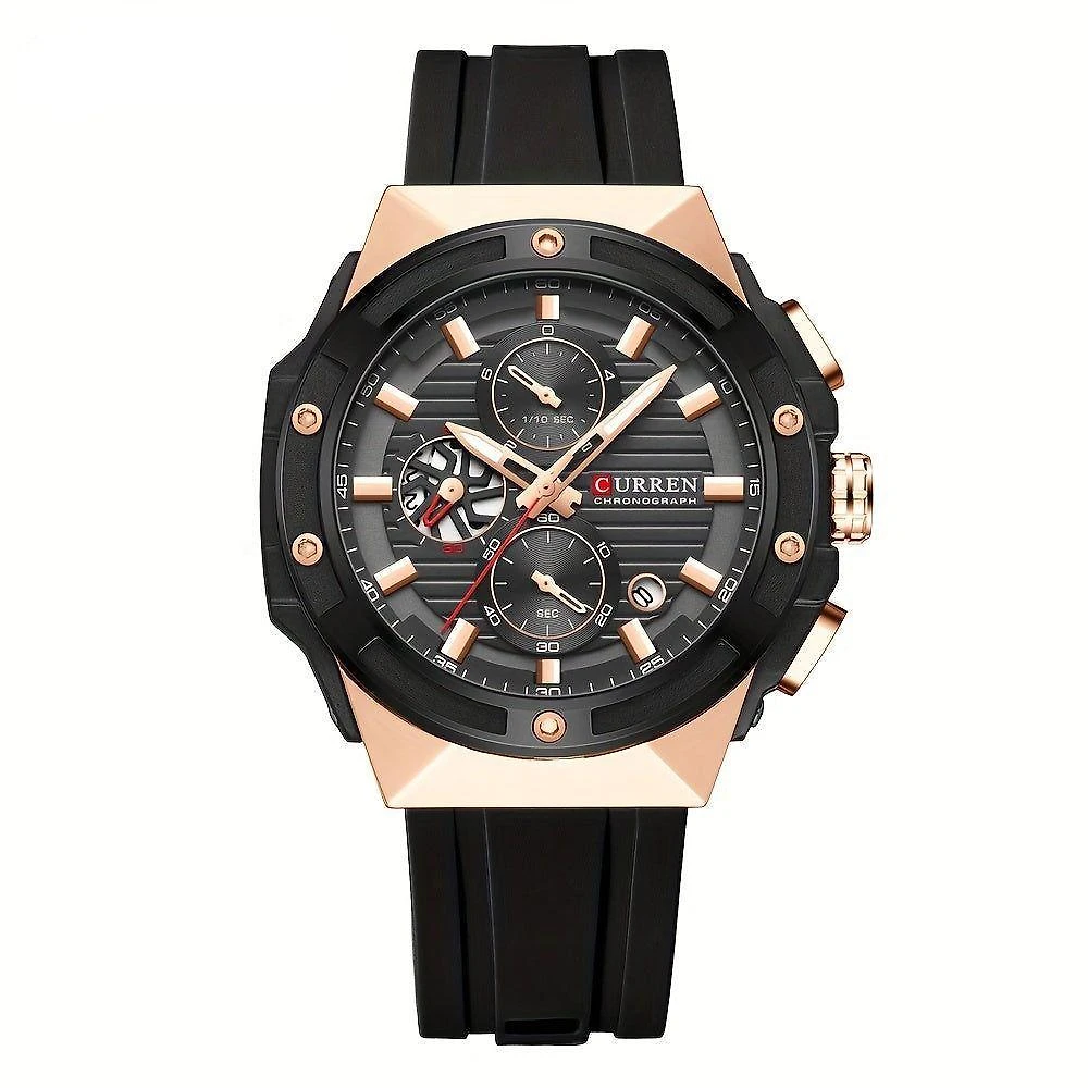 Relógio De Moda, Pulseira De Silicone, Design De Mostrador Criativo Preta