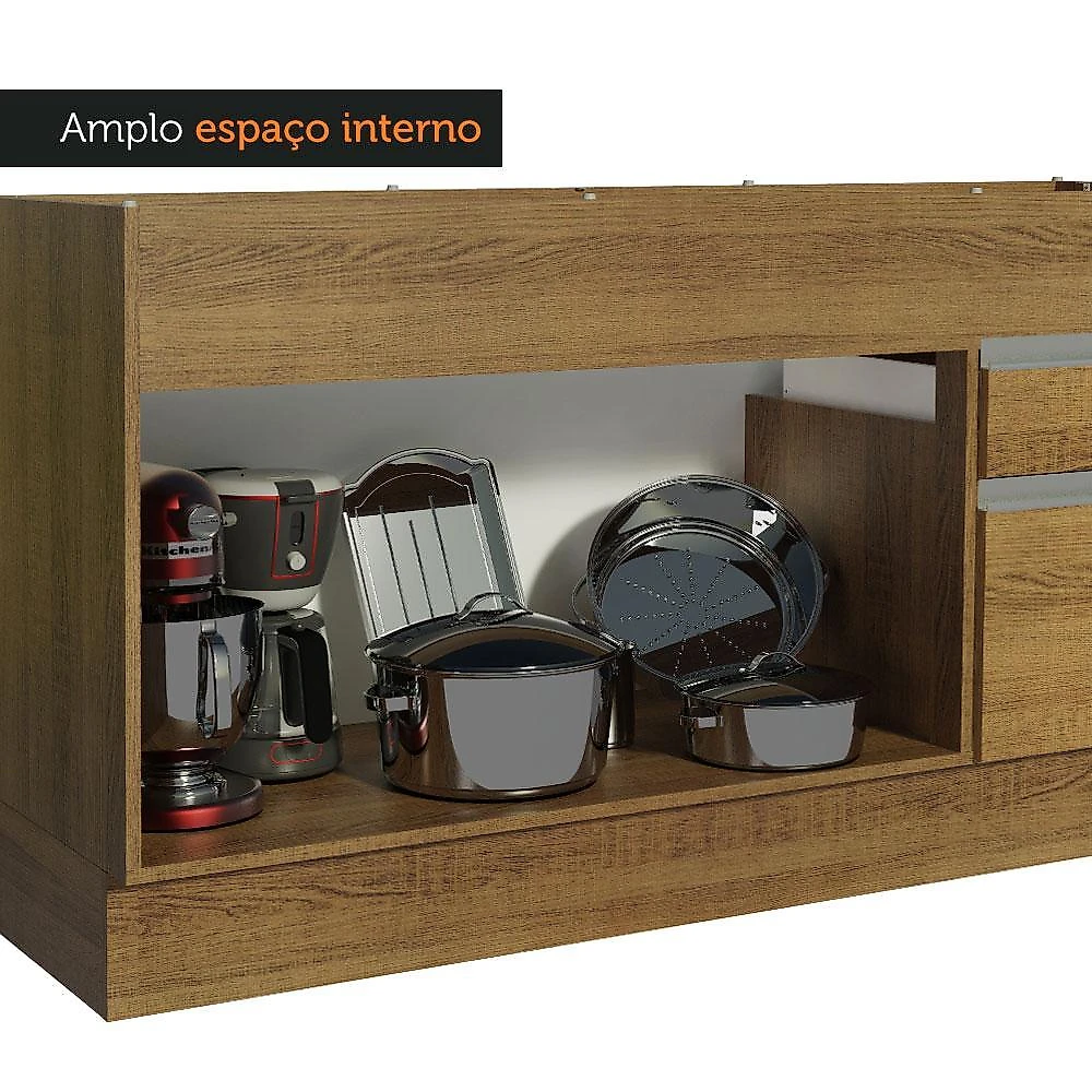 Balcão de pia armário de cozinha 150 cm 2 portas e 2 gavetas (sem tampo e pia) rustic glamy madesa