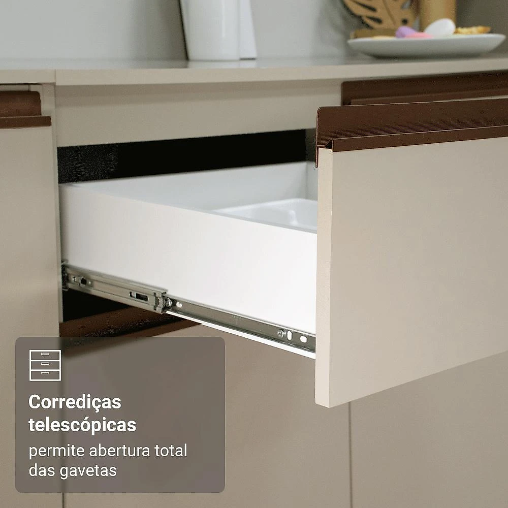 Armário de cozinha completa 260 cm suspenso crema nice madesa 10