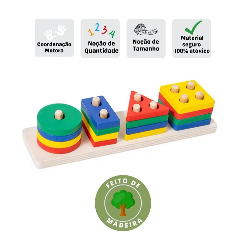 Miniatura Brinquedo Educativo Encaixe Madeira Brinquedo Bebê Brinquedo