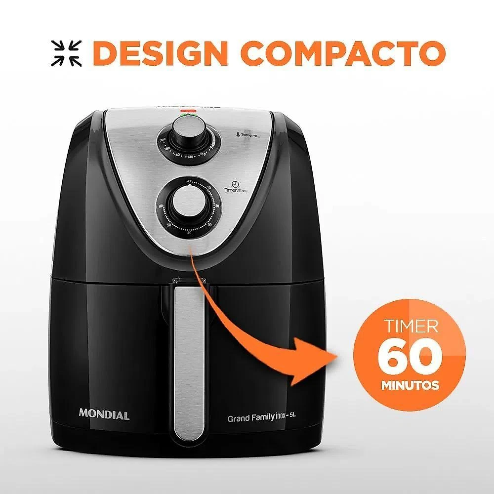 Fritadeira Elétrica Air Fryer Afn50bi 5 Litros Mondial Preta 127v
