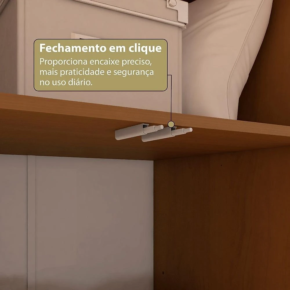 Guarda-Roupa 4 Portas 3 Gavetas Grande Rio Clean Minimalista Yescasa Freijó/Cinza