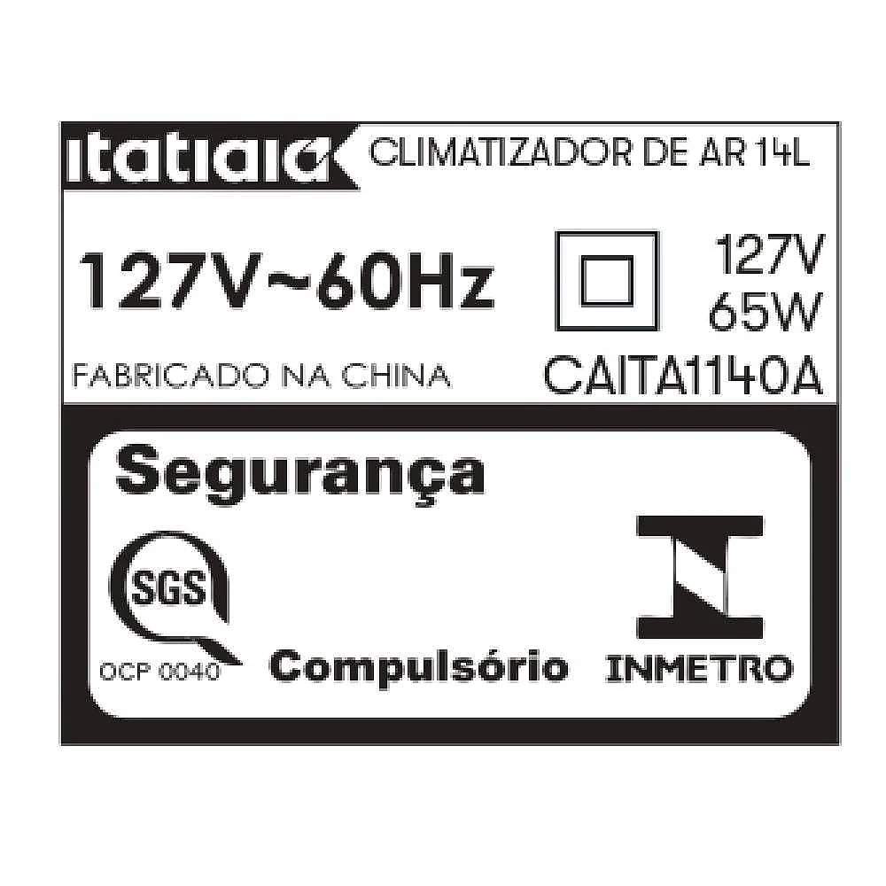 Climatizador de ar itatiaia 14l 127v (caita1140a)