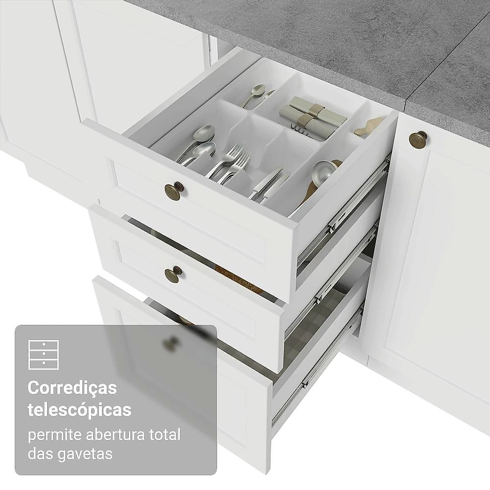 Armário de cozinha completa 270 cm branco vik madesa 04