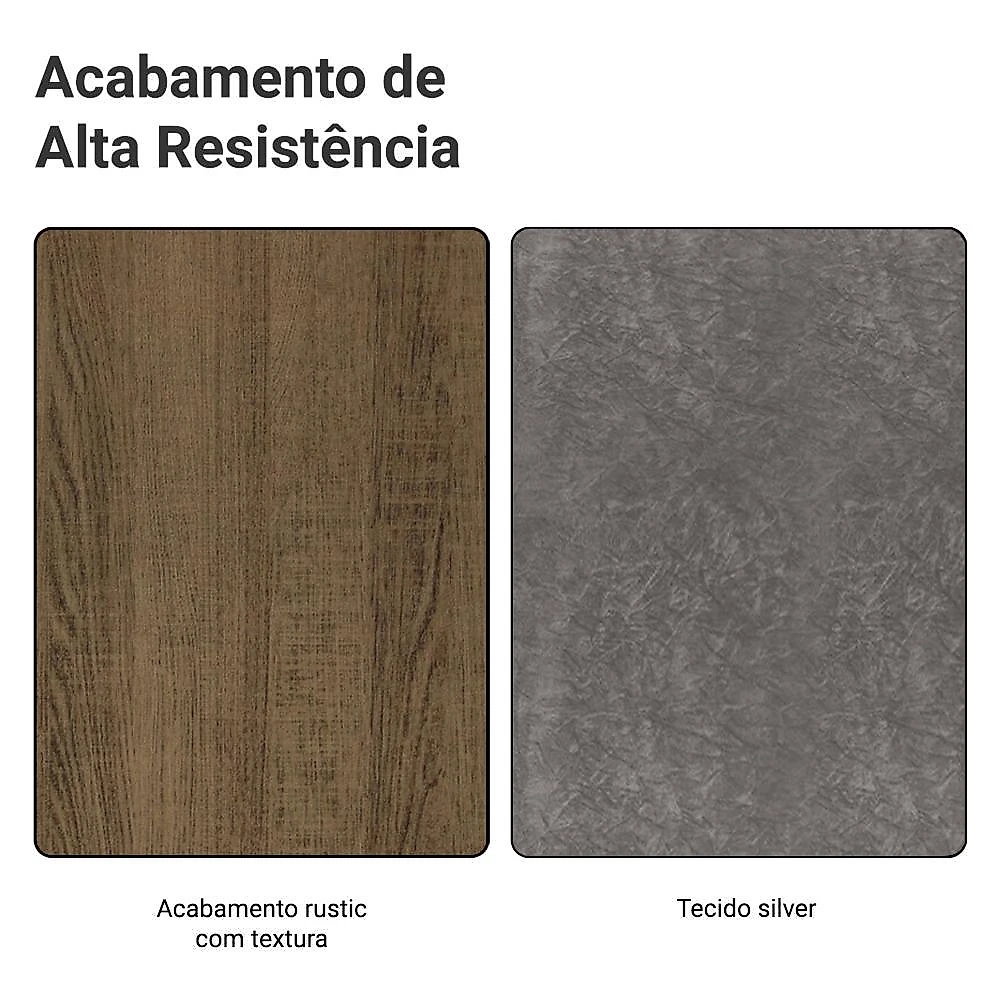 Conjunto sala de jantar mesa tampo de madeira 4 cadeiras rustic/silver gisele madesa