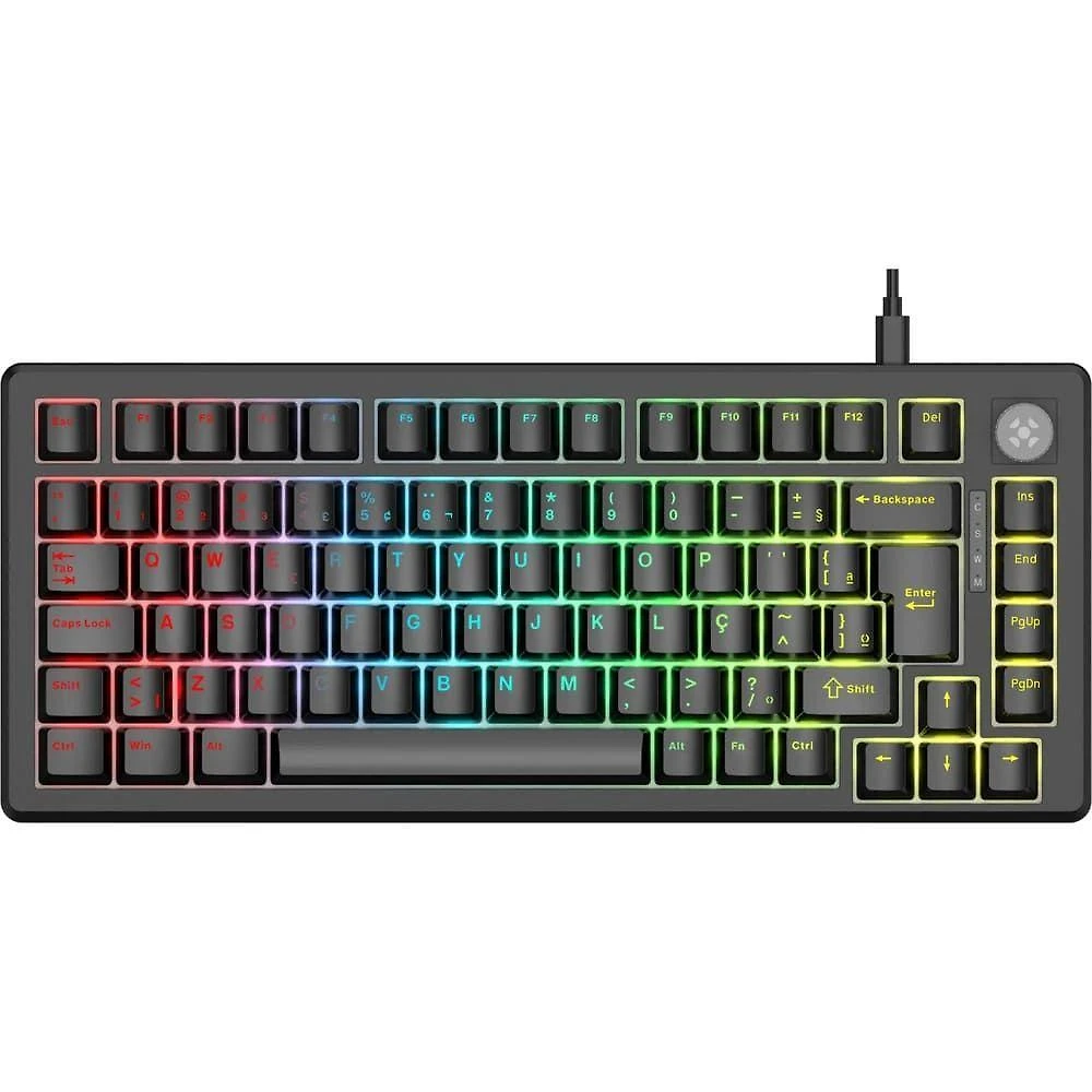 Teclado Gamer Mecânico Fortrek Shift Hotswap Switch Red Anti Ghosting Iluminação ARGB Preto