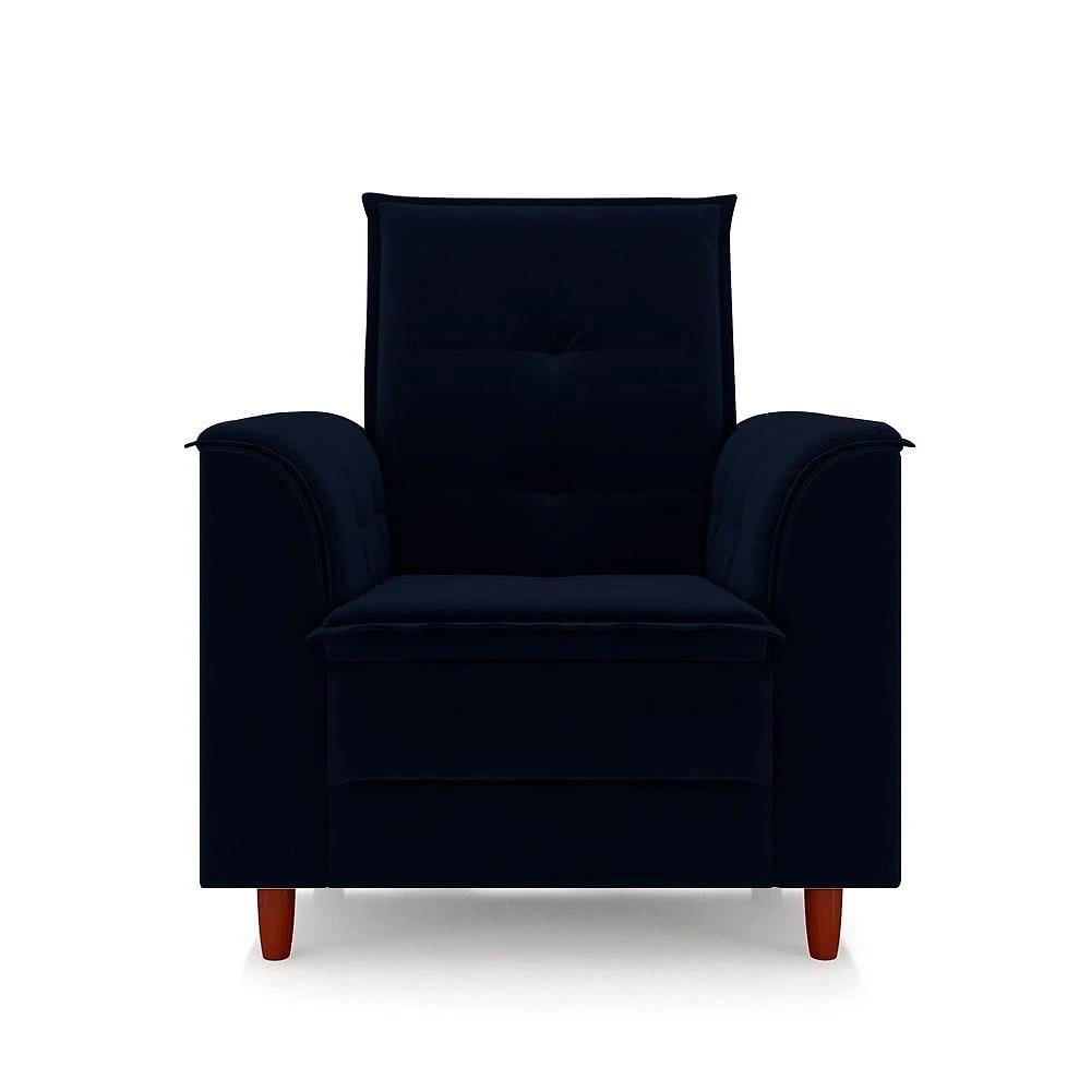Miniatura Poltrona Decorativa Estofada Confortável Sala Isis Veludo Azul Marinho