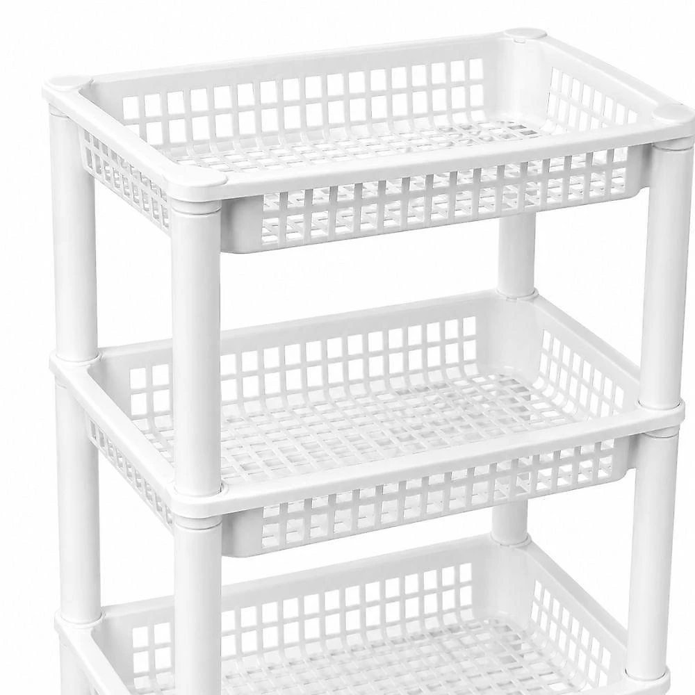 Kit Fruteira de Chão FR-05 Estante Organizadora 4 Andares Plástico PP Branca Yeet