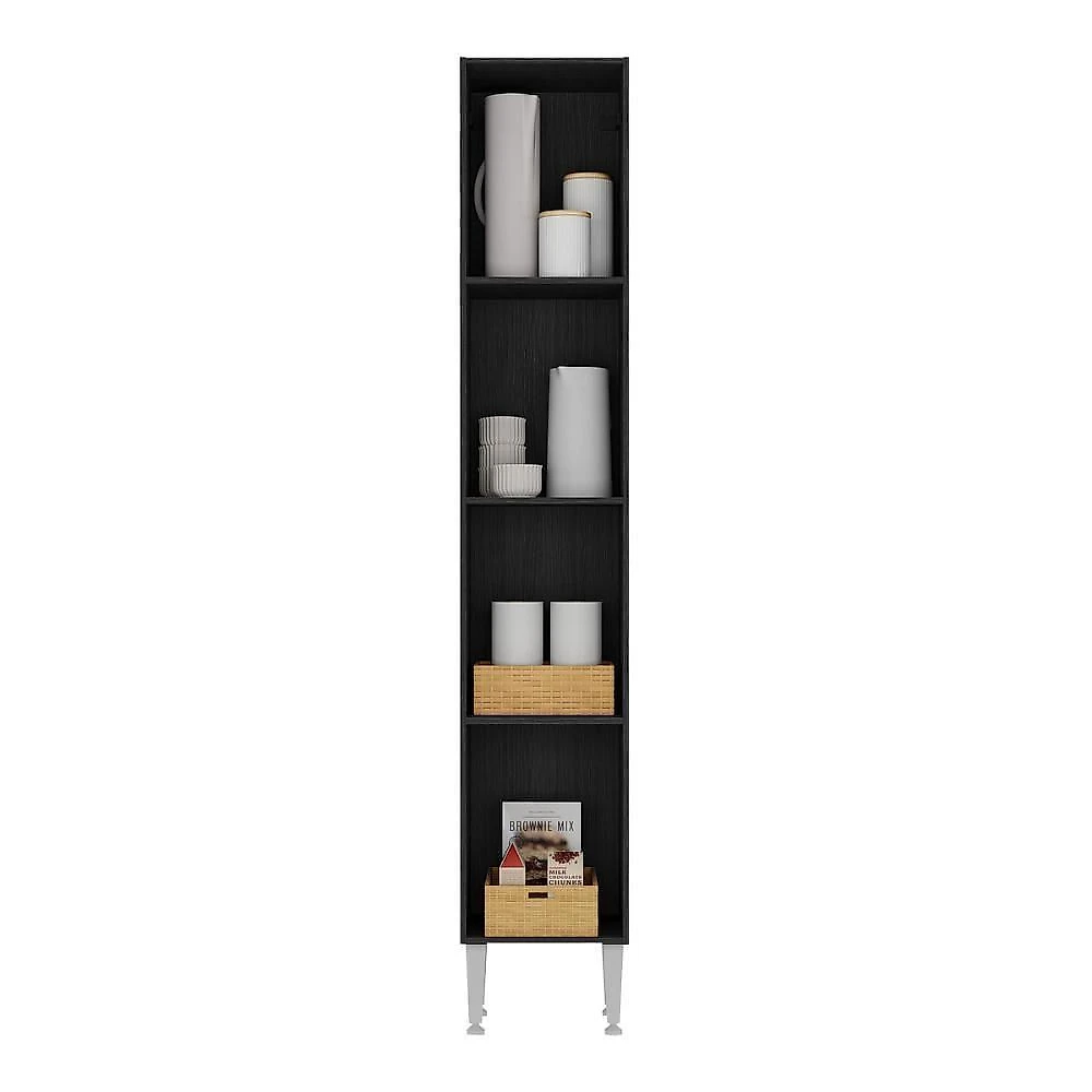 Paneleiro Armário De Cozinha 31,5cm 2 Portas Flex Pequim Multimóveis Mp2382 Preto/lacca Fumê