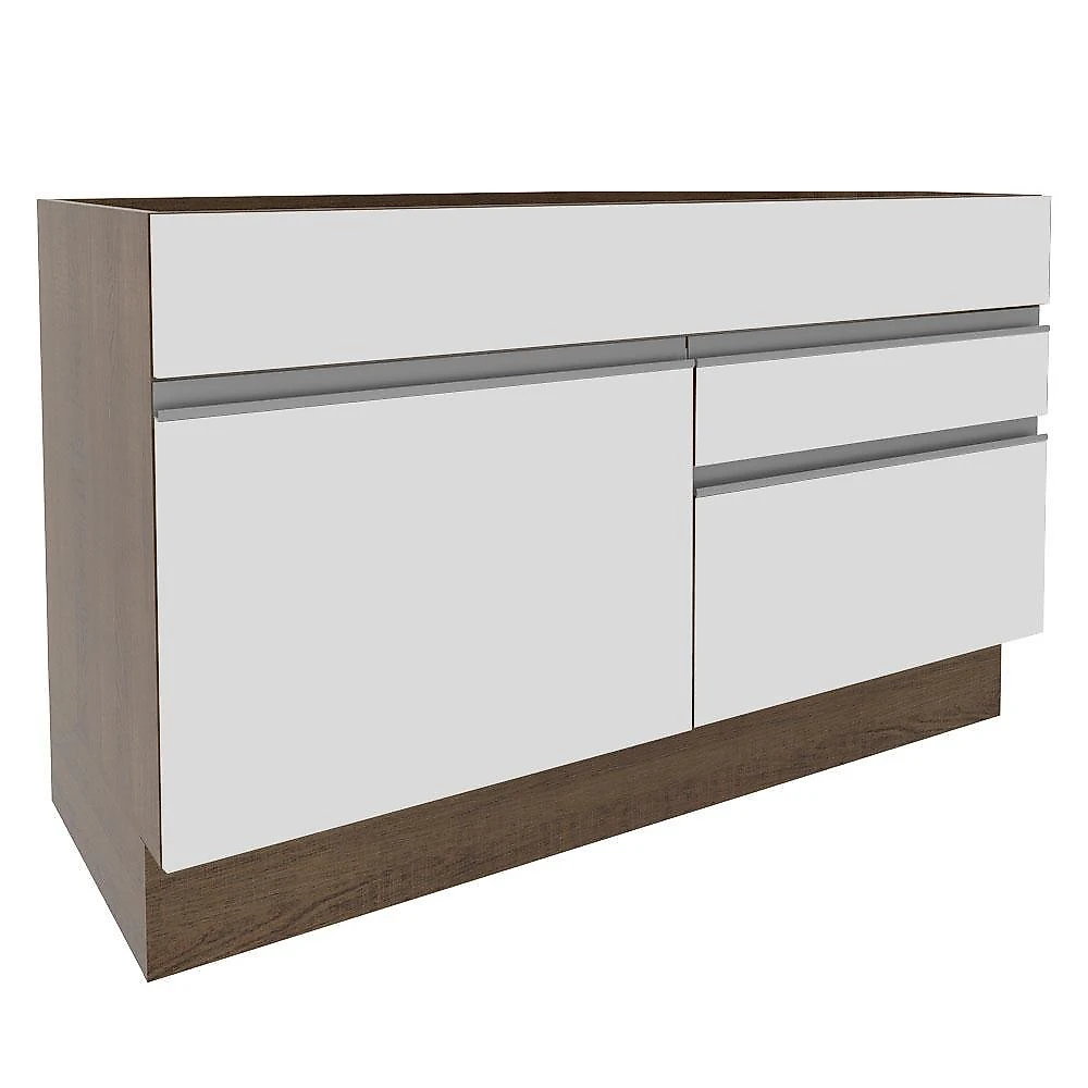 Balcão gabinete de pia armário de cozinha 1 porta e 2 gavetas glamy madesa rustic/branco