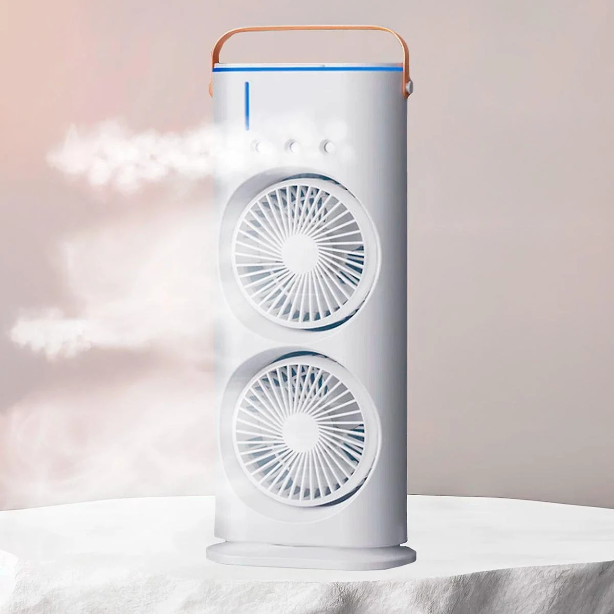 Miniatura Ventilador Torre Usb Potente Duplo Led Umidificador