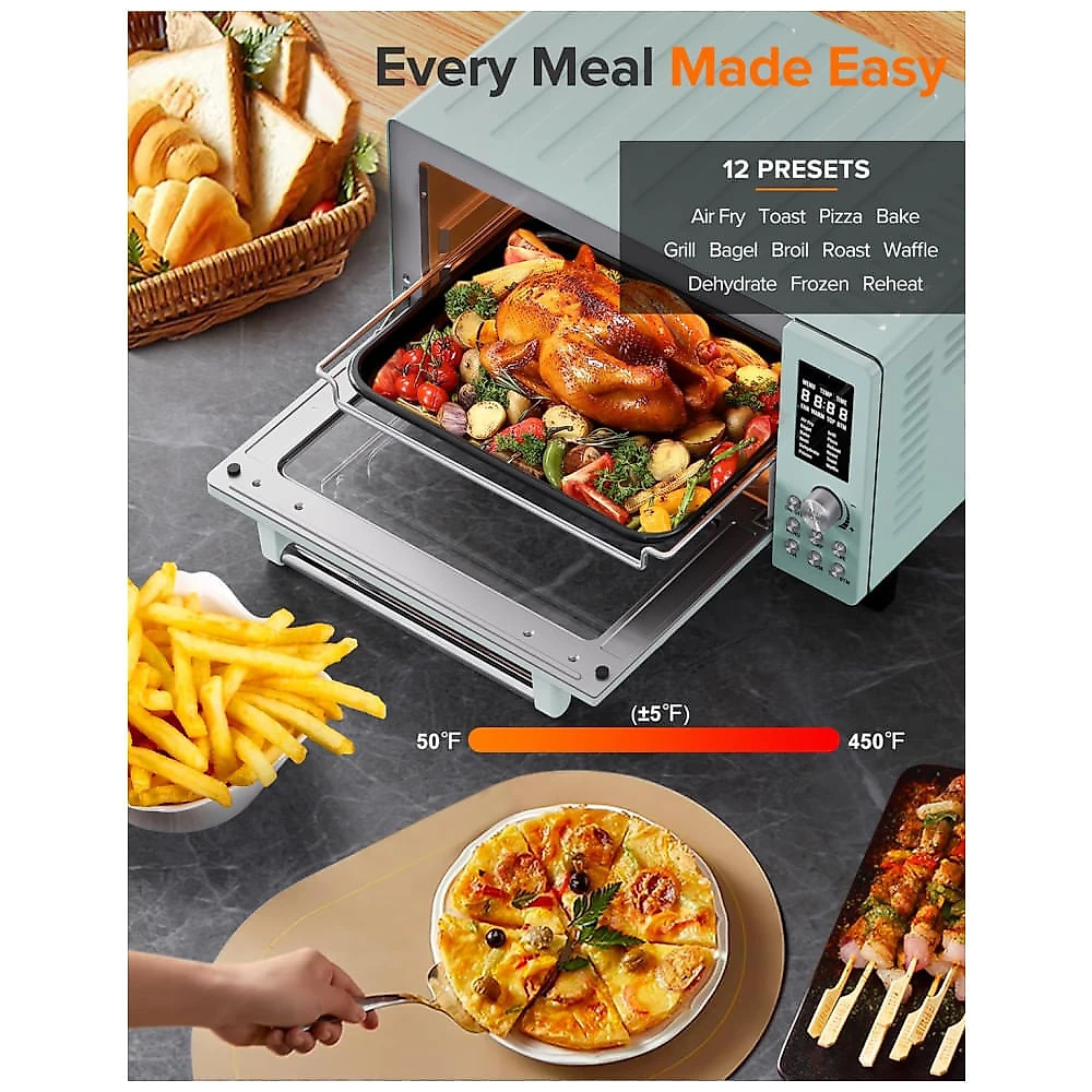 Forno Elétrico 12 em 1 com Capacidade de 19L, Material de Aço Inoxidável e Tela LCD, 110V 1800W, Nuwave, Verde 110v