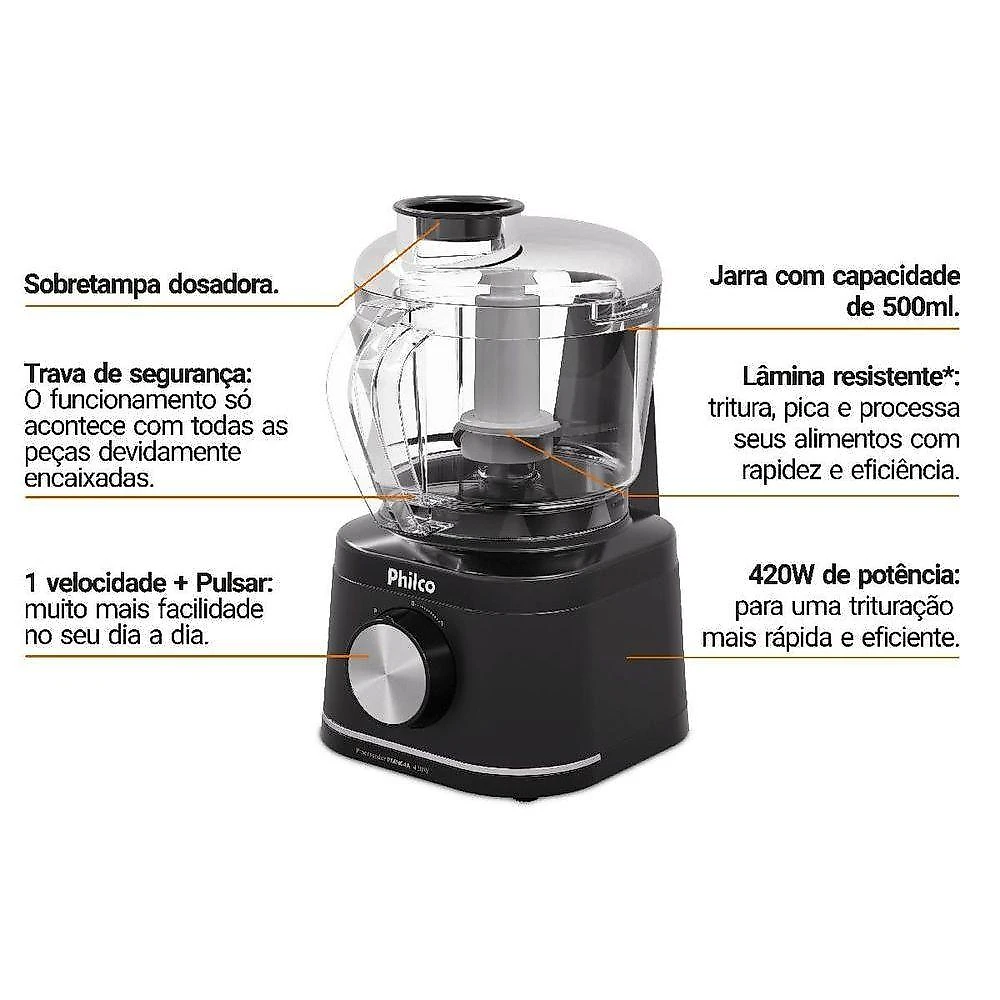 Processador Philco 420W Jarra Para 500ml PMN04A 110V