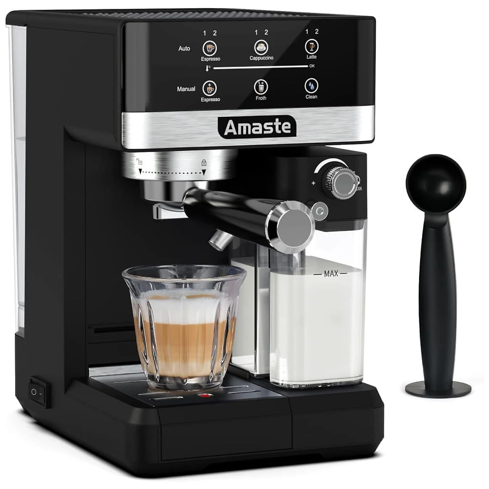 Mquina de Caf Expresso 3 em 1, 20 Bar com Visor Digital, Vaporizador de Leite e 6 Modos de Preparo Predefinidos, 110V 1350W, Amaste CM5340, Preta