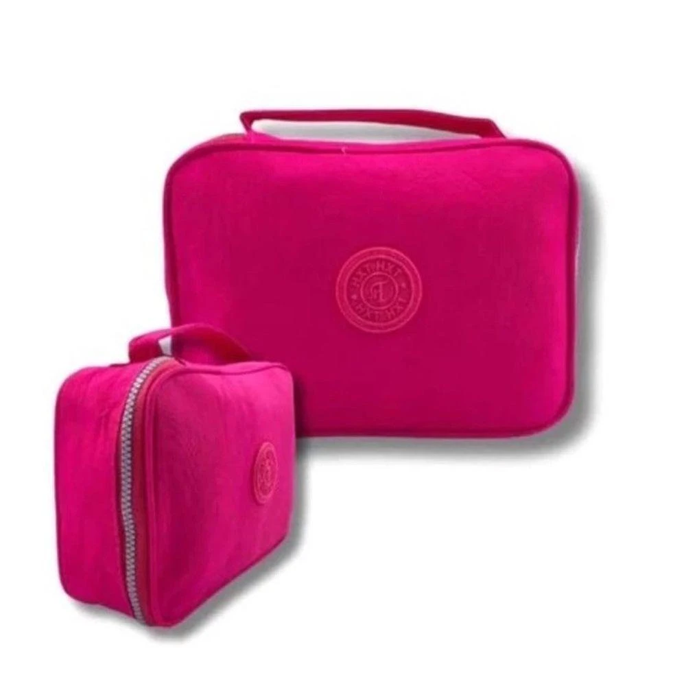 Estojo Escolar OEM Box Jumbo Juvenil em Nylon Tático com Divisórias para Até 30 Lápis 1 Unidade Rosa