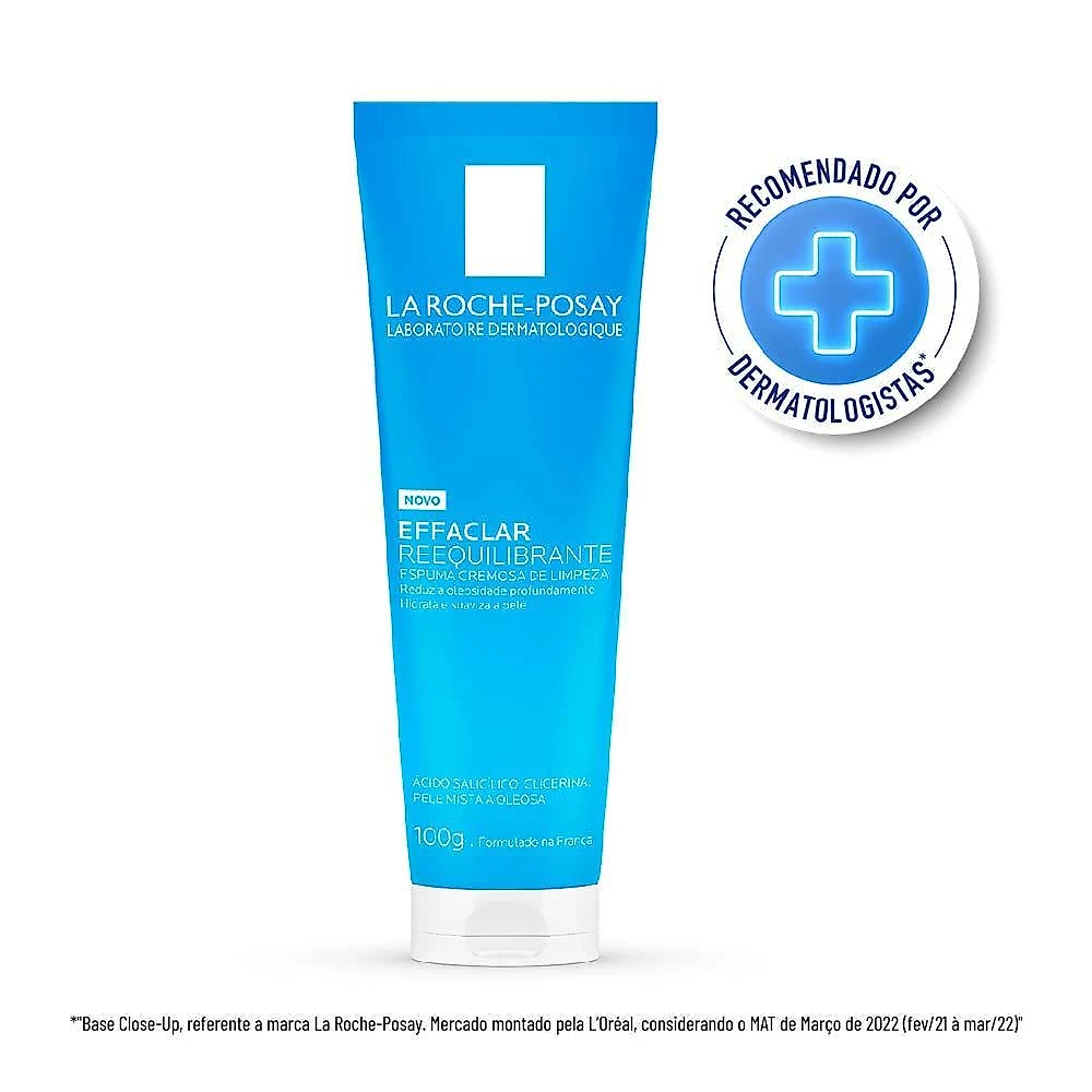 Espuma de limpeza facial cremosa la roche-posay effaclar reequilibrante 100g