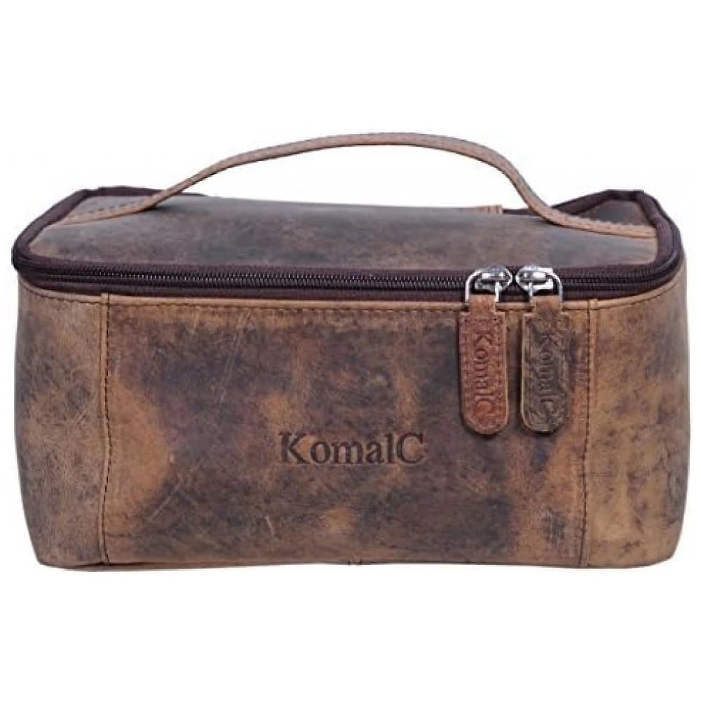 Necessaire Masculina de Couro, KOMALC, Marrom