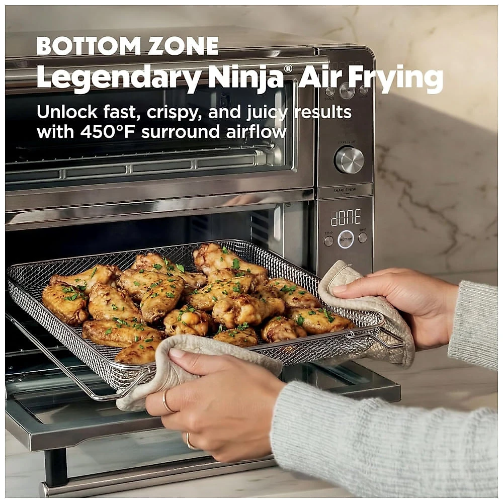 Forno de Bancada Ninja DCT821 Zona Dupla 12-em-1 Finalização Sincronizada Prata 1800W